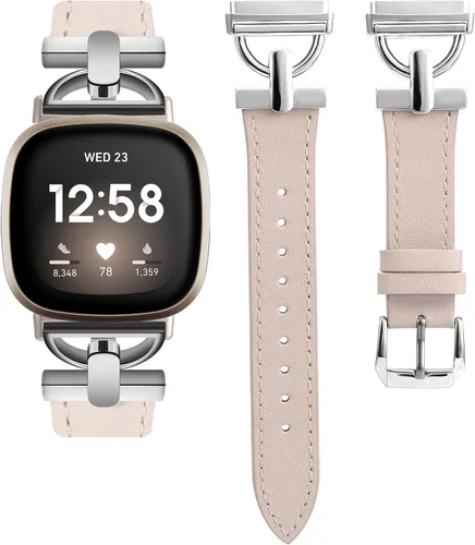 Vista 16 de Wearlizer Correa de cuero compatible con Fitbit Versa 3/4 Sense 2, correa de cuero elegante con hebilla de metal en forma de D para reloj