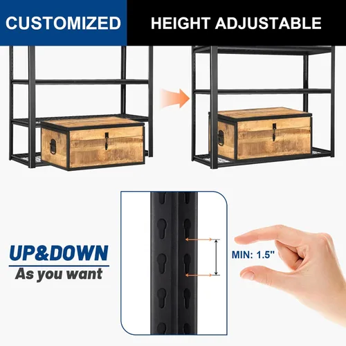 Vista 5 de BILT HARD Estantes de almacenamiento de garaje de metal de 4 niveles, 46" W x 24" D x 72" H Industrial Heavy Duty Garage Shelving with Adjustable