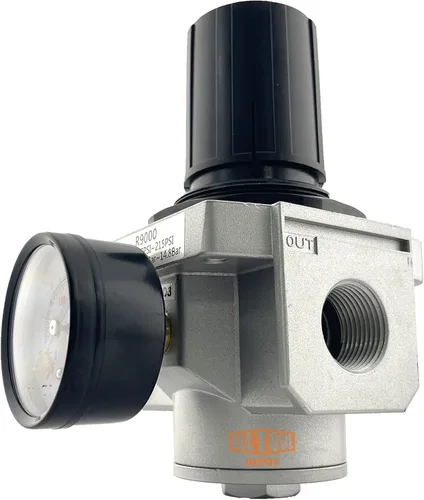 Vista 5 de 1" regulador de presión de aire comprimido en línea estupendo NPT para compresor de aire, 7 a 215 PSI ajustable