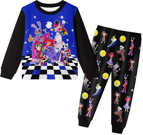 NOTLY The Amazing Circus - Conjunto de sudadera con capucha y pantalones de caricatura digital para niños y niñas, ropa de fiesta