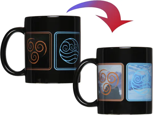 Vista 3 de Avatar The Last Airbender Nation Emblems Heat Reactive Color Changing Tea Coffee Mug Cup Cup Cup