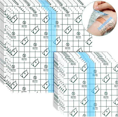Vista 10 de Nuanchu 50 unidades de vendaje de cuidado posterior de tatuajes impermeable película transparente aderezo ducha parche impermeable elástico cinta