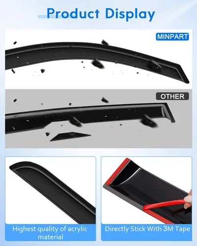 Vista 6 de Deflector de ventana lateral, viseras de humo oscuro, juego de 4 piezas para Chevrolet para Silverado 1500 2014-2018
