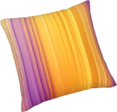 Vista 3 de Pack of 2 Short Plush Throw Pillow Covers 16 X 16 Inch, Retro Yellow Purple Stripes Couch Throw Pillow Covers Cozy Pillowcases, Couch Pillow Covers