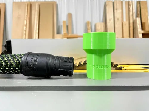 Vista 4 de Adaptador de manguera de ToolCurve compatible con manguera Festool de 27 mm para sierras de mesa de 2 1/4 de Dewalt, Milwaukee y Ridgid