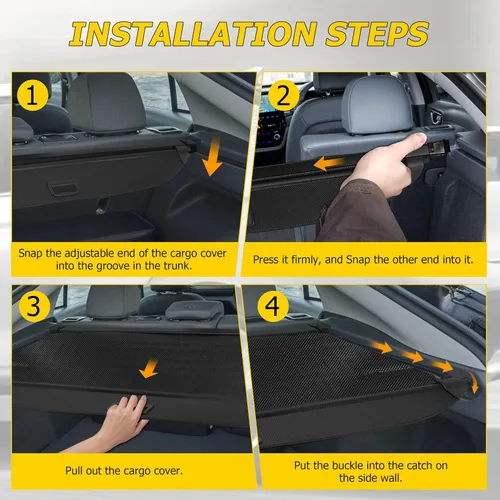 Vista 6 de AUXMART Cubierta de carga para Hyundai Ioniq 5 Cubierta de carga retráctil para la cajuela trasera Cubierta de carga de fibra de carbono para Ioniq5