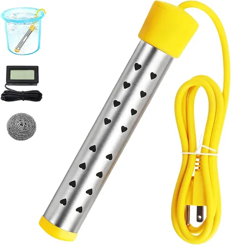 Calentador de agua de inmersión eléctrico, calentador de cubo portátil con acero inoxidable 304, calentador de agua sumergible calienta hasta 5