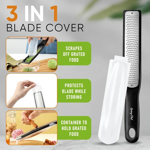 Vista 5 de Spring Chef Rallador Zester de Limón Premium con Mango - Rallador de Jengibre, Nuez Moscada, Ajo - Herramienta de Cocina Resistente - Rallador