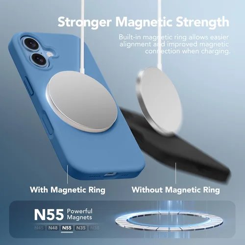 Vista 1777 de GONEZ Funda magnética para iPhone 14, compatible con Magsafe, con protector de pantalla + protector de cámara, forro de microfibra antiarañazos