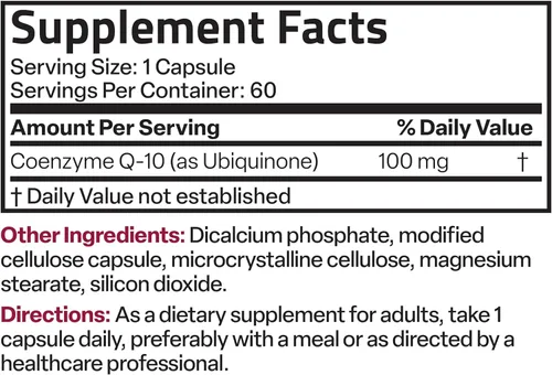 Vista 6 de Bronson CoQ10 100 MG Producción de Energía Celular de Alta Potencia, 60 Cápsulas Vegetarianas