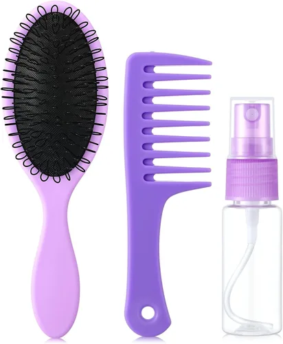 Vista 6 de Civaner Juego de cepillos para peluca de muñeca de 3 piezas con botella rociadora, peine y accesorios de peinado para muñecas de 18 pulgadas