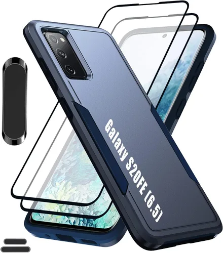 Vista 10 de Funda híbrida de doble capa para Galaxy S20 FE (5G) de 6.5 pulgadas de grado militar resistente a los golpes con 1 soporte magnético para automóvil