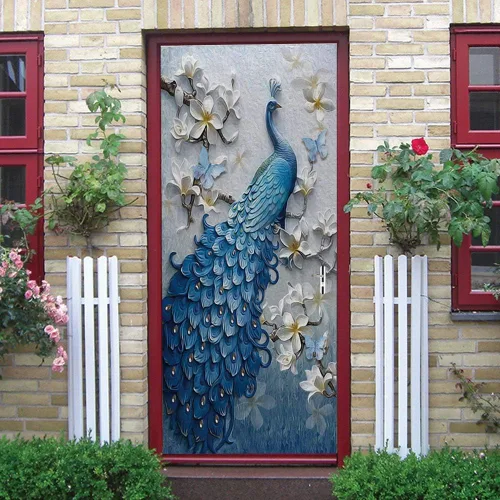 Vista 12 de ChezMax Calcomanías para puerta, calcomanías 3D para puerta, murales de puerta para despegar y pegar, papel tapiz de vinilo decorativo extraíble