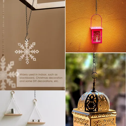 Vista 6 de Cadena de cesta colgante, cadenas negras de 3 puntos de 20 pulgadas con ganchos para cestas colgantes, macetas, perfectas para decoración