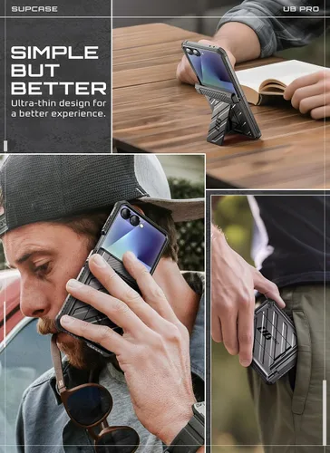 Vista 9 de SUPCASE Funda para Samsung Galaxy Z Flip 7 con soporte integrado y clip para cinturón (Unicorn Beetle Pro), [protección de bisagra]