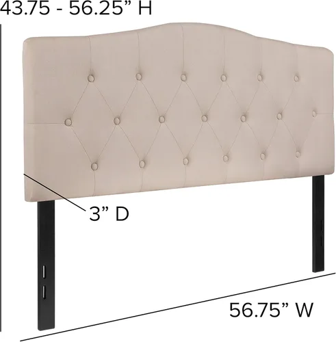 Vista 173 de BizChair Cabecero tapizado capitoné tamaño individual en tela blanca