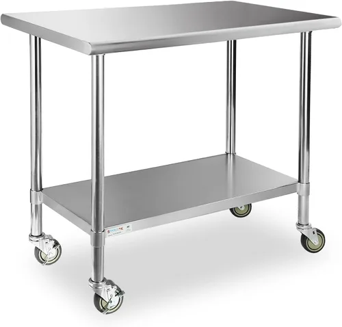 Vista 28 de STABLEINK NSF - Mesa de preparación de acero inoxidable de 30 x 24 pulgadas, mesa de trabajo y preparación de metal con protector contra