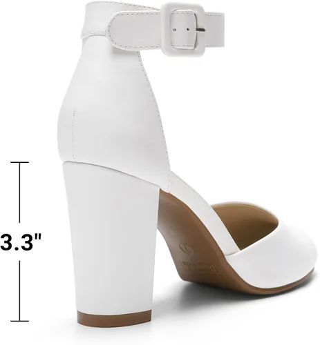 Vista 5 de DREAM PAIRS - Zapatos de tacón alto y grueso para mujer, con puntera cerrada para bodas