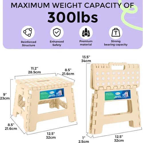 Vista 2 de Dyforce Taburete plegable de 9 pulgadas, taburete para niños, taburetes resistentes para adultos, taburetes de pie compactos, taburetes ligeros