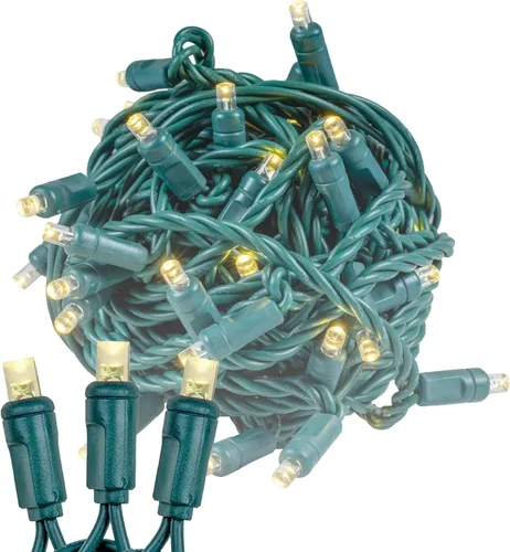 Vista 8 de Novelty Lights 100 luces LED azules de Navidad de 34 pies para exteriores/interiores, espacio de 4 pulgadas, luces de cadena de alambre verde