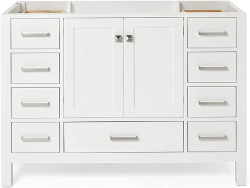 Vista 91 de ARIEL Cambridge Mueble base de tocador de baño de 36 pulgadas, madera maciza, 2 puertas de cierre suave, 5 cajones de cola de milano, roble marrón
