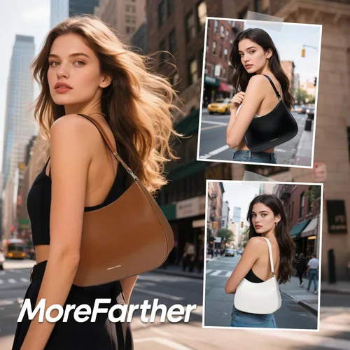 Vista 2 de Bolsos de hombro de cuero para mujer, bonitos monederos de moda para el día a día, bolsos pequeños para mujer con cierre magnético