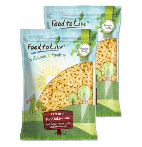 Vista 7 de Food to Live Chips de plátano, 2 libras, endulzados, sin sulfuro, kosher, vegano, a granel, crujiente y sabroso