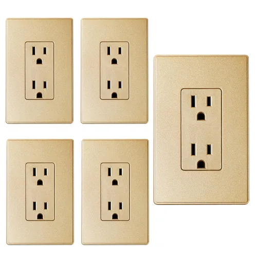 Vista 9 de ELEGRP Receptáculo Decorativo, tomacorriente de pared eléctrico estándar de 15A 125V, sin TR, 2 polos 3 cables, grado residencial con conexión a