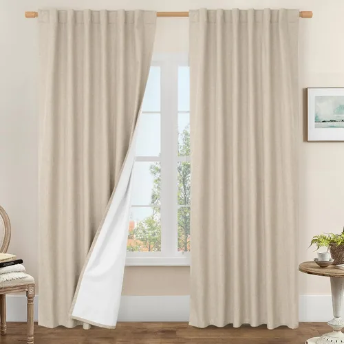 Vista 77 de LAMIT Cortinas opacas cortas de lino de 30 pulgadas para ventanas de cocina sobre el fregadero, cortinas de café texturizadas de lino marfil