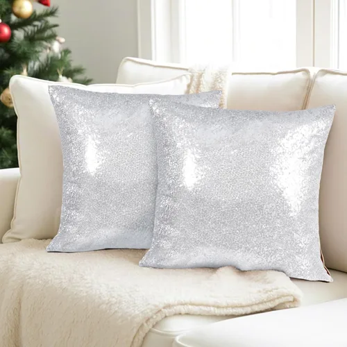 Vista 24 de Poise3EHome Fundas de almohada de lentejuelas de 18 x 18 pulgadas, fundas de almohada decorativas rojas para sofá, cama, sala de estar, Navidad Rojo