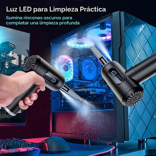 Vista 6 de Plumero eléctrico de aire comprimido, soplador de polvo de 3 engranajes para computadoras, kit de limpieza electrónica de teclado, kit de limpieza