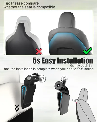 Vista 2 de Charchendo [Ajuste personalizado] Soporte de tableta para Tesla Model Y y Model 3, soporte de respaldo de asiento integrado para iPad Pro Air Mini