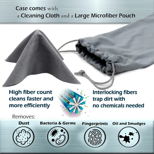 Vista 6 de MyEyglassCase - Funda rígida para lentes de sol con bolsa suave y tela