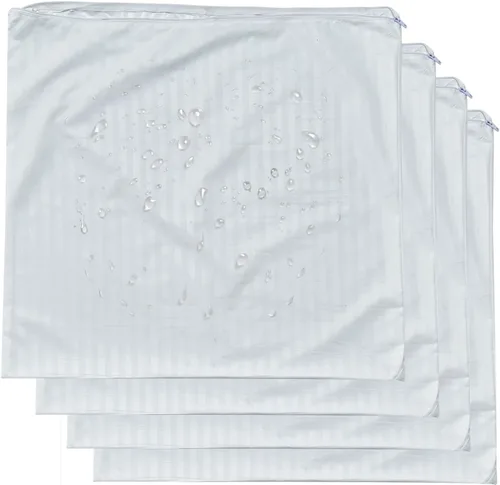 Vista 10 de Kingnex 4 unidades de protectores de almohada impermeables a prueba de plumas con cremallera en el lado largo, tamaño king. Juego de 4 fundas