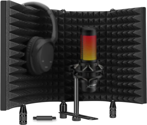 Vista 8 de Aokeo - Protector para aislamiento de micrófono de estudio, filtro pop. Se utiliza espuma absorbente de alta densidad para filtrar la voz. Adecuado