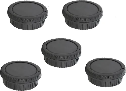 Vista 6 de Fotasy RBC2 2 x cubiertas de lente traseras y set de tapas con gamuza de limpieza para Canon EOS DSLR (negro)