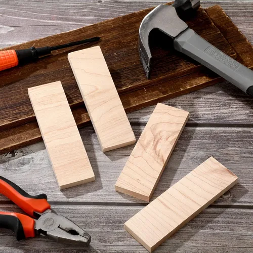 Vista 7 de Chunful 4 piezas de material para mango de cuchillo de arce rizado, madera natural, escalas de mango de cuchillo para manualidades DIY 3/8" x 1.5" x