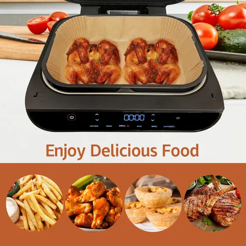 Vista 3 de Revestimientos de papel desechables para freidora de aire, para Ninja Smart XL, 125 unidades, rectangulares, antiadherentes, resistentes al calor