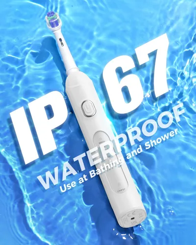 Vista 8 de TEETHEORY Cepillo de dientes eléctrico rotativo para adultos con 8 cabezales (2 tipos), 4 modos de limpieza profunda con alimentación recargable