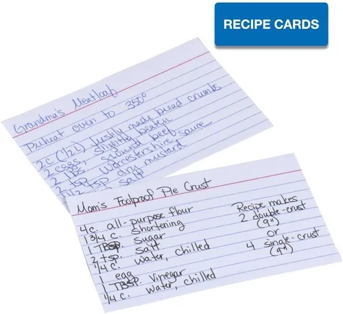 Vista 5 de Tarjetas índice Mead 3 x 5 pulgadas, con renglones, 100 unidades, color blanco (63350) paquete de 6