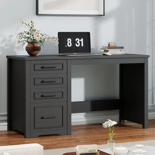 Vista 12 de Vabches Farmhouse 61'' Executive Desk with 7 Drawers, Rustic Office Desk Computer Table with File Drawers, Wood Workstation for Home Office and