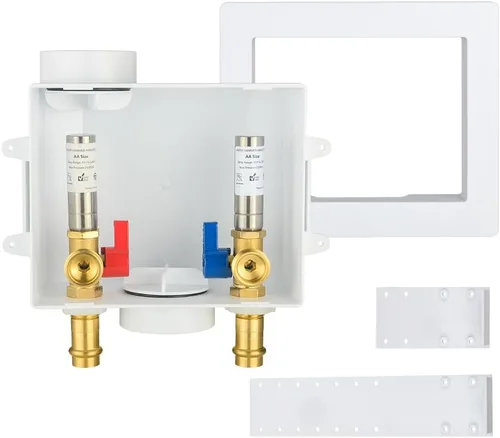 Vista 9 de EFIELD Caja de salida premium para lavadora (lavandería), conexión PEX de 1/2 pulgada con crimpado, drenaje central con amortiguador de golpe