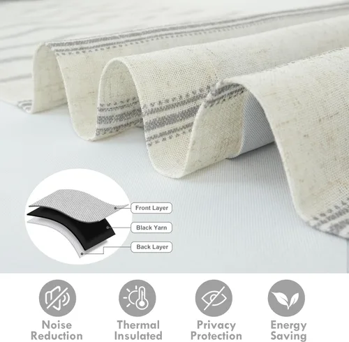 Vista 6 de DriftAway Cenefa de Lino Estilo Granja con Forro de Doble Capa con Aislamiento Térmico para Oscurecer la Habitación, Cenefas Opacas para Ventana