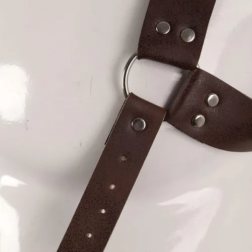 Vista 7 de Aislor Tirantes de cuero trenzado con espalda en H en estilo vintage medieval renacentista con clips antideslizantes