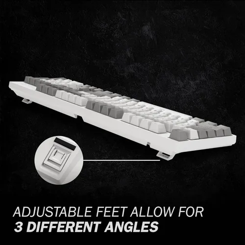 Vista 4 de DURGOD Teclado mecánico para juegos Cherry MX Red Interruptores Tipo C Tenkeyless 104 teclas con cubierta antipolvo para jugadormecánico blanco