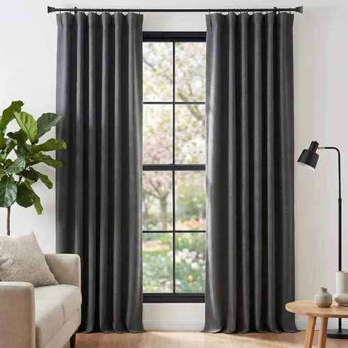 Vista 56 de NICETOWN Cortinas opacas de lino grueso 100% de 84 pulgadas de largo, 2 paneles, cortinas térmicas con pliegues pinzados para oscurecer