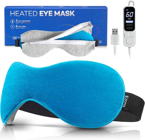 Vista 11 de Ezona Máscara Térmica para Ojos, Máscara de Compresa Tibia para Ojos para Ojos Secos, Almohadilla Térmica Eléctrica USB para Ojos con Control