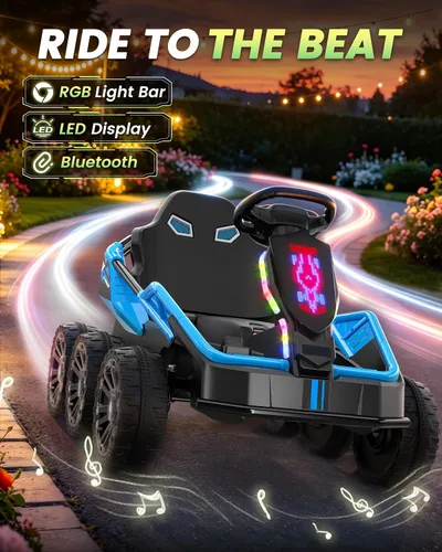 Vista 6 de ANPABO XXL 6 ruedas 24V Ride On Car para niños con control remoto Azul