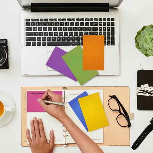 Vista 3 de 300 tarjetas de índice de 3 × 5 tarjetas de notas de colores para estudiar tarjetas flash en blanco, tarjeta de papel grueso colorido para tomar