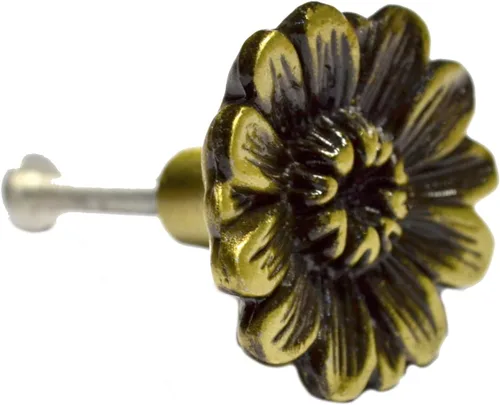 6 pomos redondos de bronce vintage para cajones, manijas retro con forma de flor, tiradores decorativos antiguos con tornillo para armario, armario,